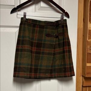 GAP Green and Brown Plaid Mini Skirt